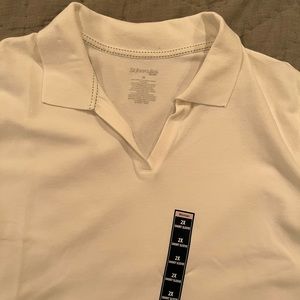 Women’s Plus cotton polo golf shirt. White. 2X. St. John’s Bay
